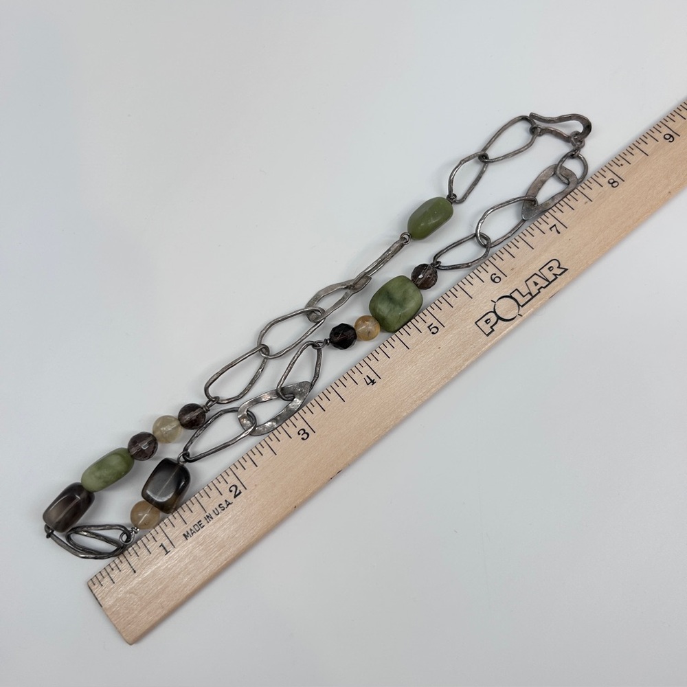 Silpada Designs Sterling Silver Hammered Link Jade Necklace View 2